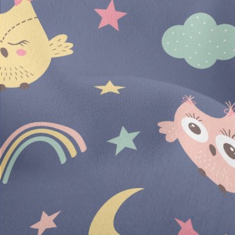 Lovely Rainbow Owl Lightweight Performance Linen