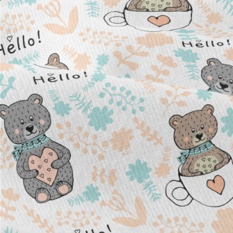 Love Bear Wearing Scarf Modern Jersey