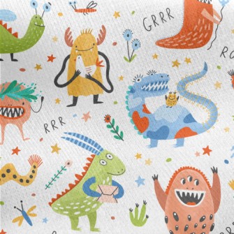 Cute Monsters Sharing Gifts Jersey Backed Fleece