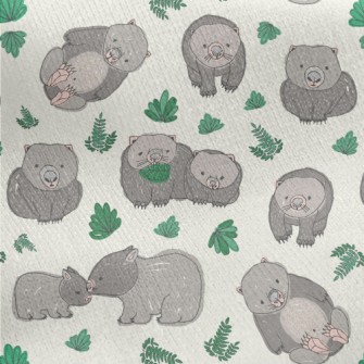 Hand Drawn Style Wombat And Gr Jersey Backed Fleece