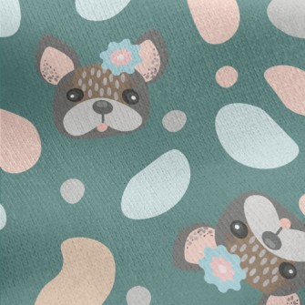 Bulldog With Flowers On Head Jersey Backed Fleece