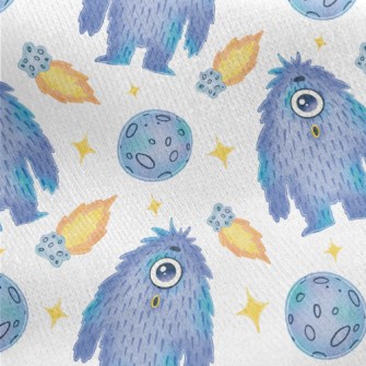 Flying Planets With Aliens Jersey Backed Fleece
