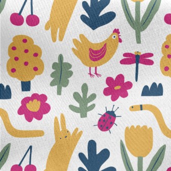 Lively And Cute Grassland Anim Jersey Backed Fleece
