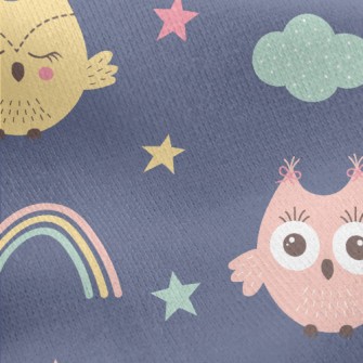 Lovely Rainbow Owl Jersey Backed Fleece