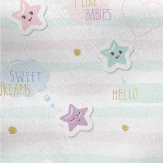 Simple Light Colored Stars Jersey Backed Fleece