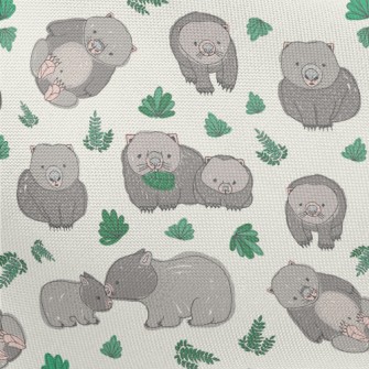 Hand Drawn Style Wombat And Gr Pongee