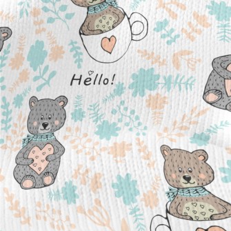 Love Bear Wearing Scarf Stretch Jersey