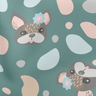 Bulldog With Flowers On Head Lightweight Cotton Poplin