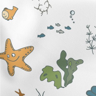 Animals Living In The Underwat Lightweight Cotton Poplin