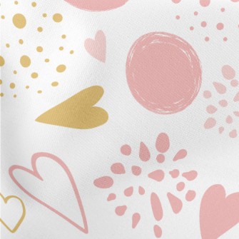 Pink Colorful Love Pattern Lightweight Cotton Poplin