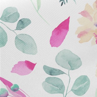 Colorful Plants In Watercolor  Midweight Cotton Poplin