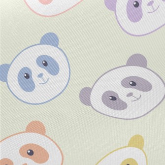 Cute Colorful Smiling Panda Midweight Cotton Poplin