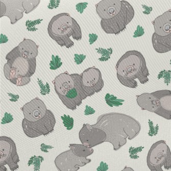 Hand Drawn Style Wombat And Gr Midweight Cotton Poplin