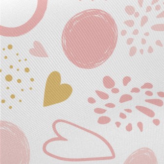 Pink Colorful Love Pattern Midweight Cotton Poplin