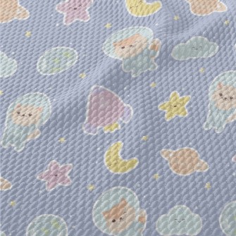 Cat Floating In The Universe Birdseye Piqué