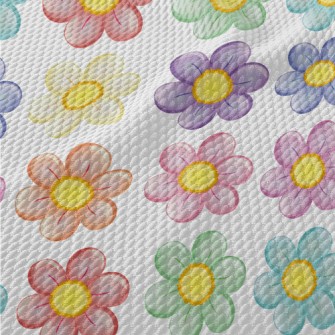 Brightly Colored Flowers Birdseye Piqué
