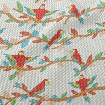 Beautiful And Cute Parrots Birdseye Piqué