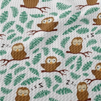 Cute And Clumsy Owls Birdseye Piqué