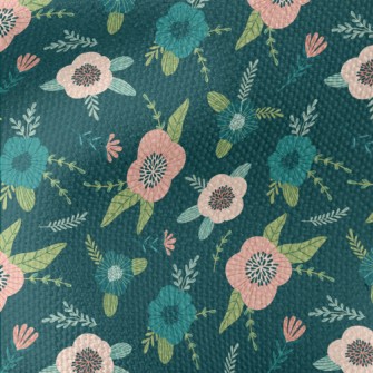 Dark Green Flowers Waterproof Canvas