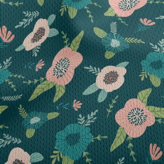 Dark Green Flowers Athletic Mesh Flat Back