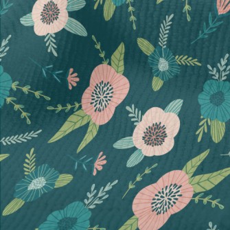 Dark Green Flowers Terry