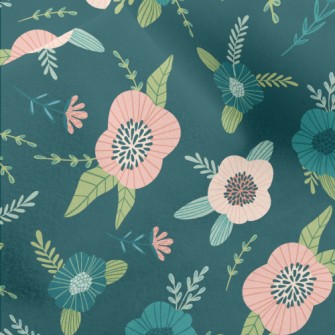 Dark Green Flowers Micro Fleece