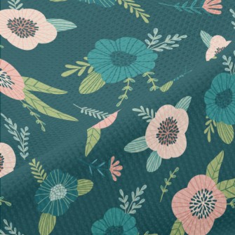 Dark Green Flowers Piqué