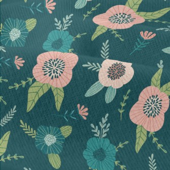 Dark Green Flowers Modern Jersey