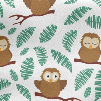 Cute And Clumsy Owls Jersey Backed Fleece