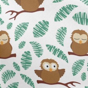 Cute And Clumsy Owls Pongee