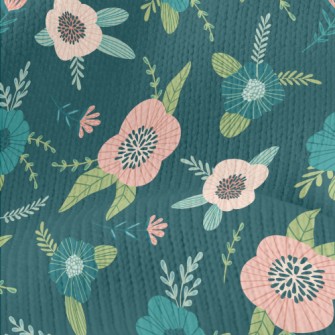 Dark Green Flowers Stretch Jersey