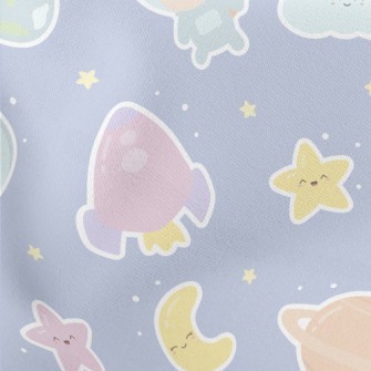 Cat Floating In The Universe Lightweight Cotton Poplin