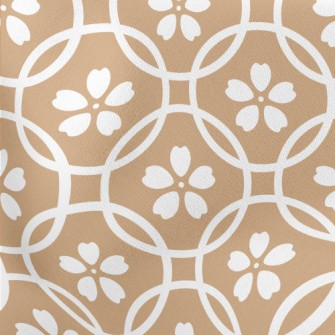 White Lines Floral Pattern Lightweight Cotton Poplin