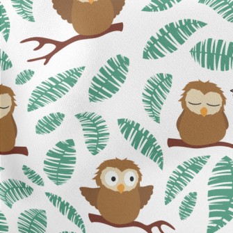 Cute And Clumsy Owls Lightweight Cotton Poplin