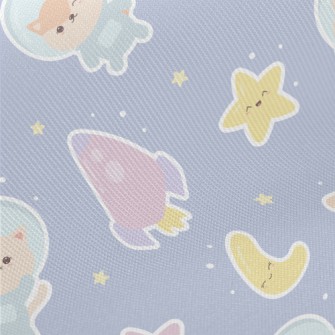 Cat Floating In The Universe Midweight Cotton Poplin