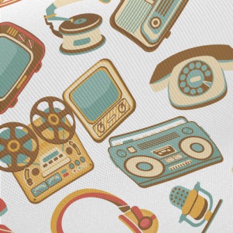 Retro Electronic Equipment Midweight Cotton Poplin
