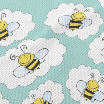 Hardworking Bees In The Clouds Birdseye Piqué