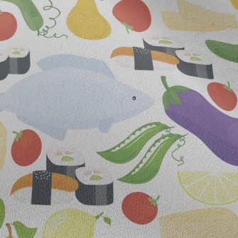Fresh Fish, Fruits And Vegetab Chiffon