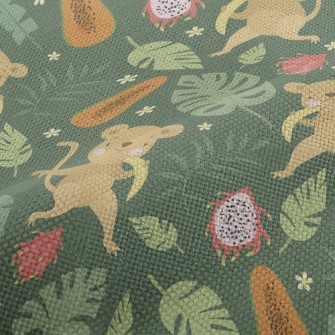 Little Monkey Eats Fruit Performance Linen