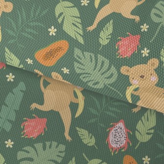Little Monkey Eats Fruit Waterproof Oxford