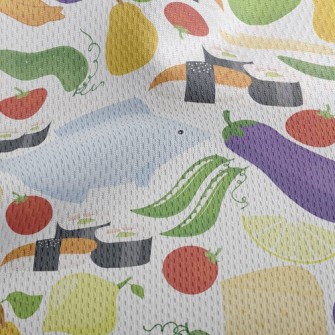 Fresh Fish, Fruits And Vegetab Athletic Mesh Flat Back