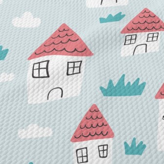 Little Red House In The Fields Birdseye Piqué
