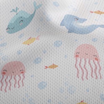 Cute Whale Dolphin Jellyfish Athletic Mesh Flat Back