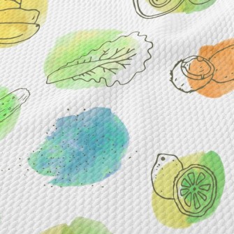 Watercolor Lemon Avocado Birdseye Piqué