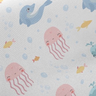 Cute Whale Dolphin Jellyfish Twill