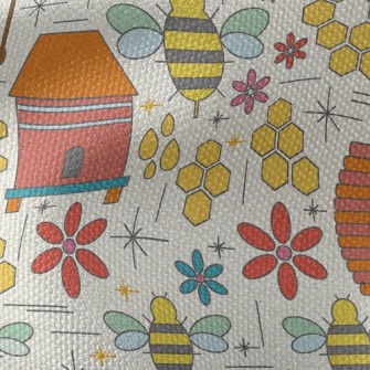 Hexagonal Hive Bees Waterproof Canvas