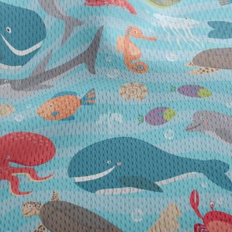 Cute Sea Creatures Athletic Mesh Flat Back