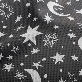 Doodle Stars Moon Athletic Mesh Flat Back