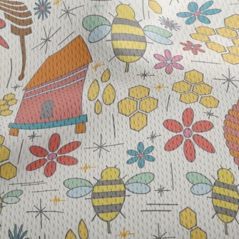 Hexagonal Hive Bees Athletic Mesh Flat Back