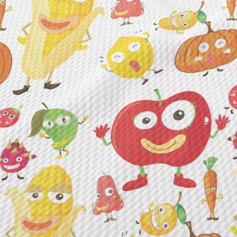 Funny Fruits And Vegetables Wi Birdseye Piqué